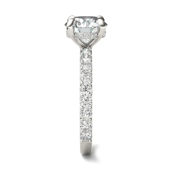 Round Custom Hidden Halo Bold 3/4 Eternity Engagement Ring Setting